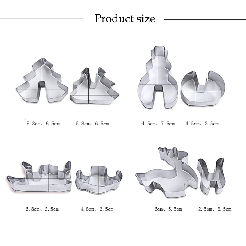 3D Рождественские формы печенья набор из нержавеющей стали бисквитная форма 8 шт