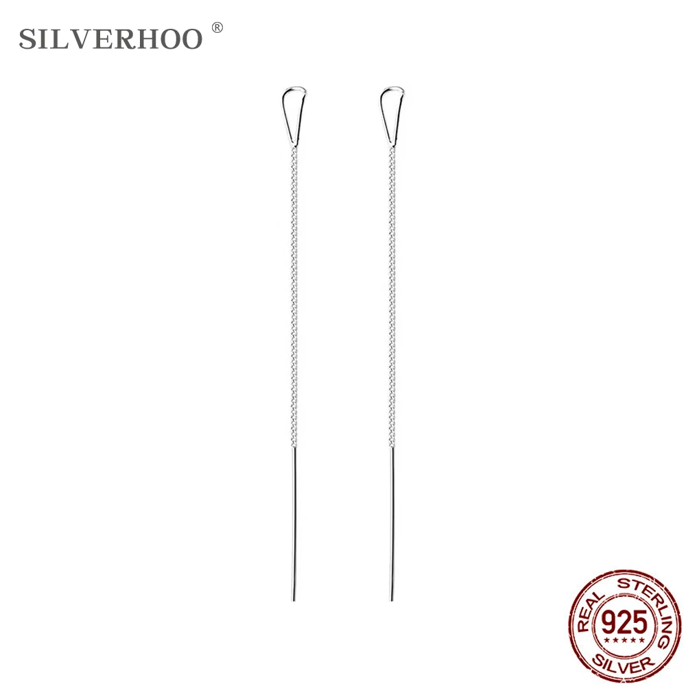 

Женские длинные серьги-кисточки SILVERHOO, из стерлингового серебра 925 пробы с геометрическим рисунком треугольника, предотвращающие аллергию, ...