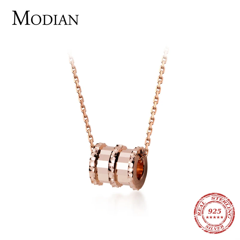 Modian Круглый классический бренд серебряное ожерелье шарм серебро 925 пробы розовое