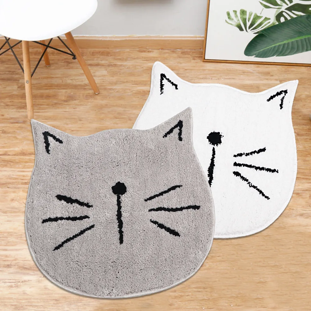 

Carpet Flocking Ins Nordic Cartoon Cat Bathroom Absorbent Non-slip Mat Household Entry Living Room Floor Mat Bedroom Decoration