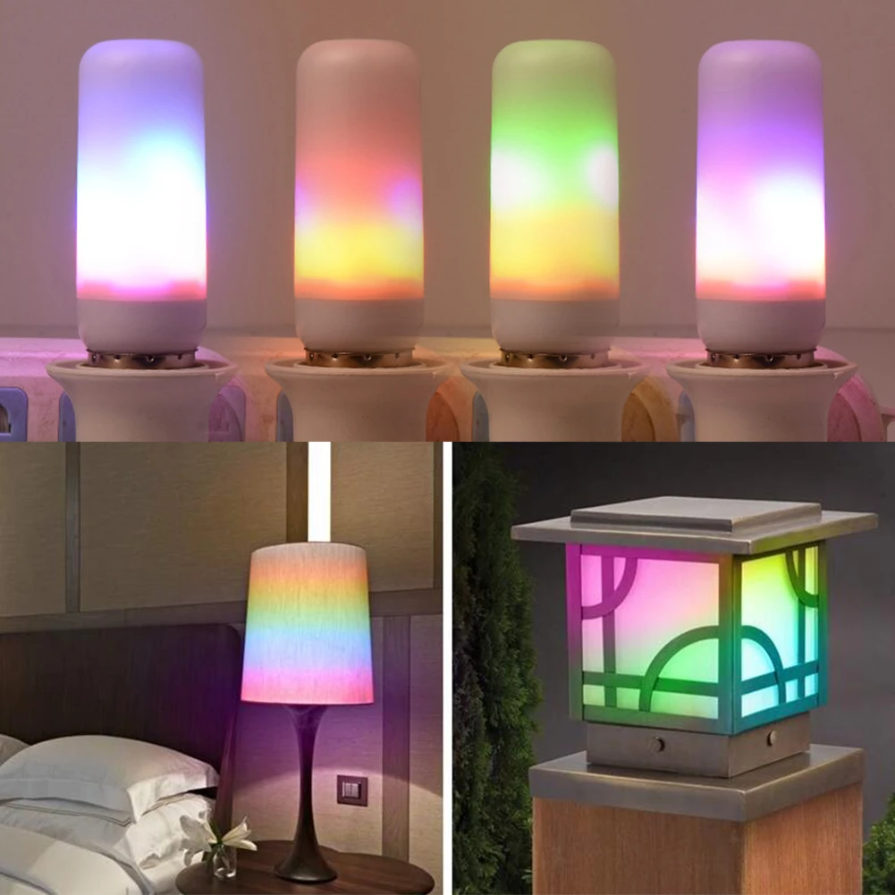 

LED E27 Flame Bulb Fire E26 Lamp Corn Bulb Flickering LED Light Dynamic Flame Effect 3W AC85-265V for Home Lighting