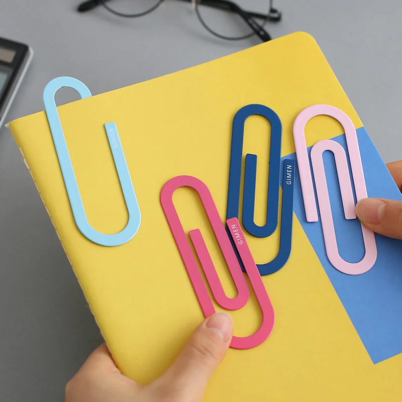 

2Pcs/pack Big Paper Clip Colorful Large Metal Paperclips Bookmark Kawaii Stationery Planner Clips Office School Supplies