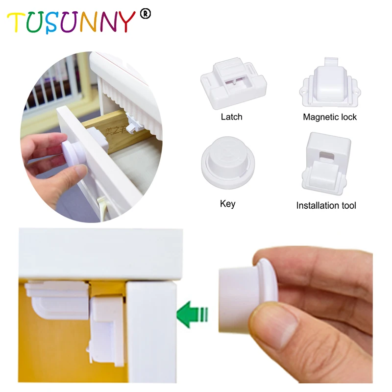 TUSUNNY 8+ 2/4+ 1 шт., магнитный замок для детей, безопасный замок для детей, защита для детей, замок для двери шкафа, детский ящик для шкафчика, невидимые замки для безопасности