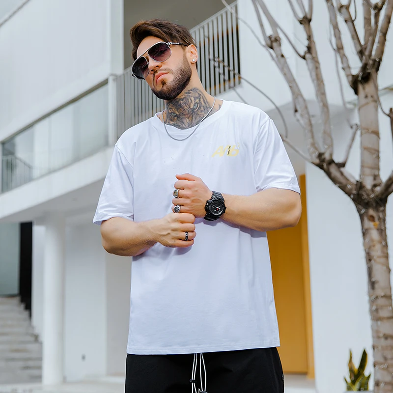 

2021 Summer Army Green Big Letter Print Oversized T Shirt Men Loose T-shirt Fat Man Tops Cotton Casual Puls Size Clothes