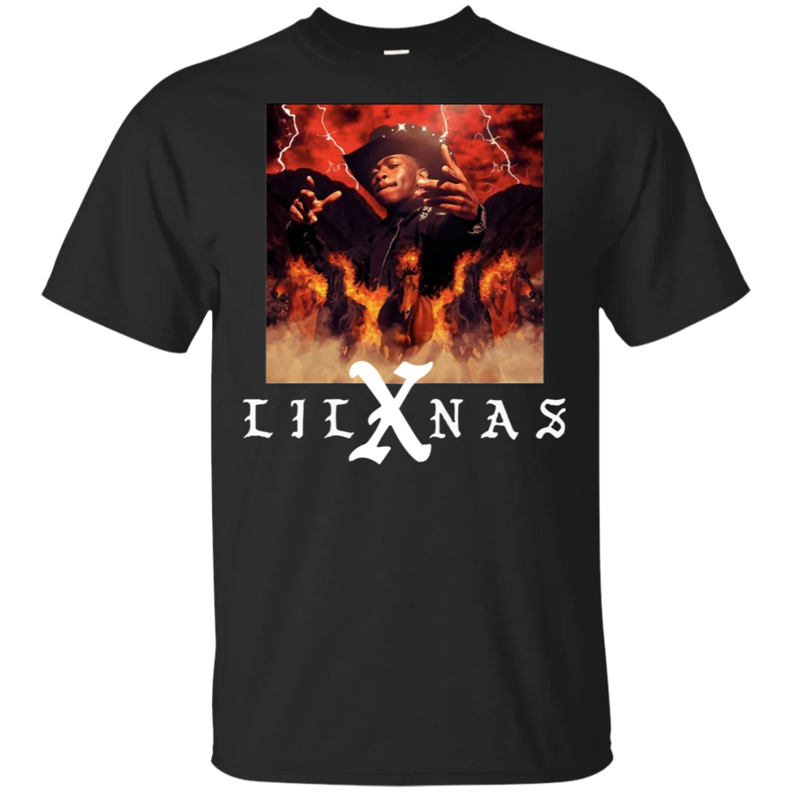 

Lil Nas X - Old Town Road Lil Nas T-Shirt Black-Navy Short Men Print Short Sleeve T shirt