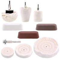 10 pcs buffing pad polishing wheel kits with 3pcs rouge compound with 14 inch handle for manifold aluminum stainless steel