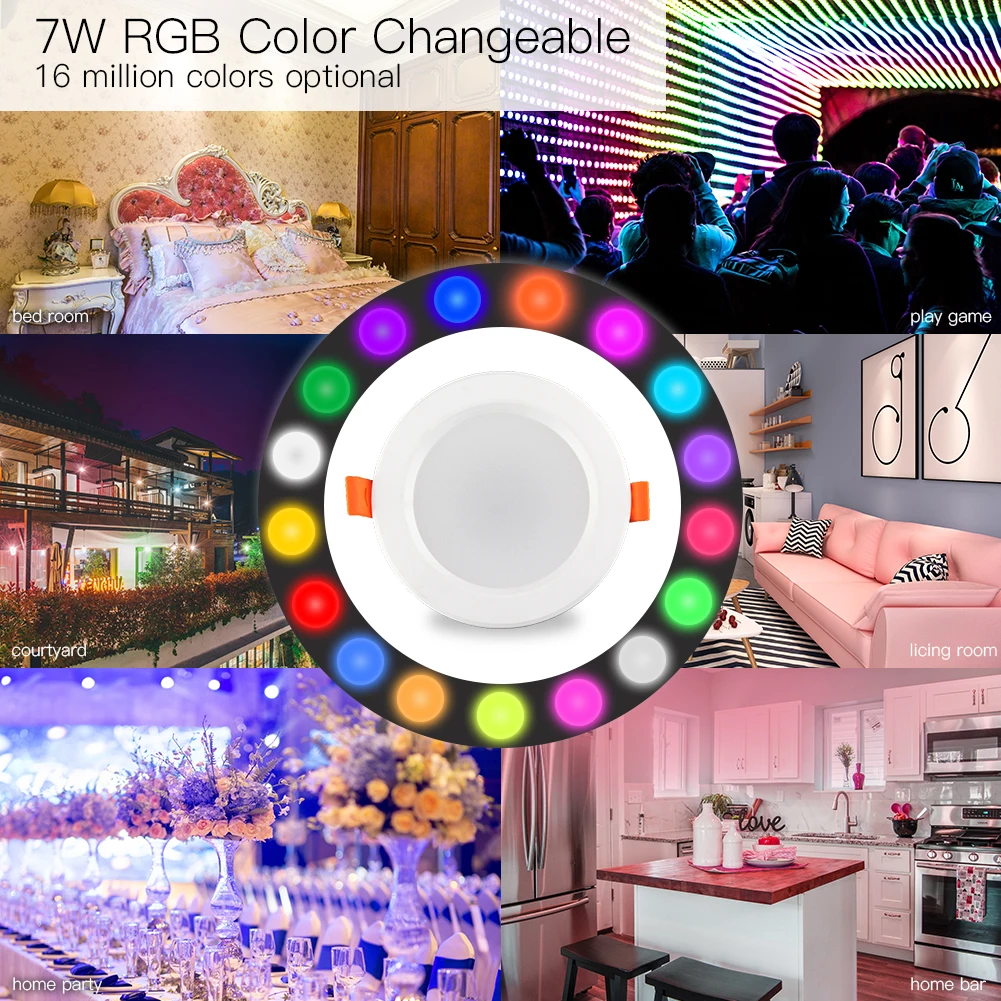 Умный светодиодный светильник затемняющий круглые светлые пятна 7 Вт RGB