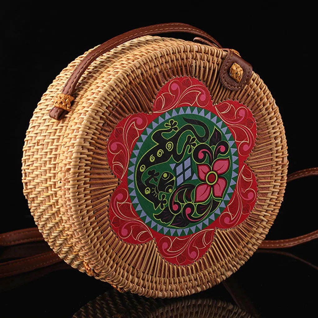 

Women Messenger Bags Circle Handwoven Round Retro Rattan Straw Beach Crossbody Bag Messenger Bags Bolsa Masculina #NG
