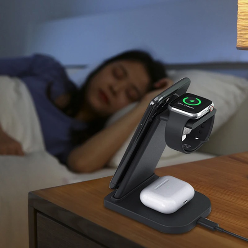 

15W Qi Wireless Charger Stand 3 In 1 for IPhone AirPods Pro Watch Samsung S20/10