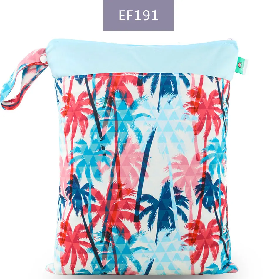 EF191-wet bag Elinfant 1 шт. многоразовая водонепроницаемая сумка для подгузников с модными принтами влажная сухая сумка для подгузников с двойным карманом тканевые сумки с ручками 30*40 см - Цвет: EF191-wet bag