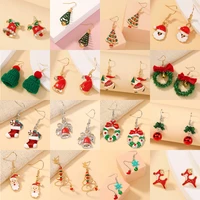 resin cute santa claus dangle earrings for women lovely snowman earrings elk jewelry for christmas moda 2020