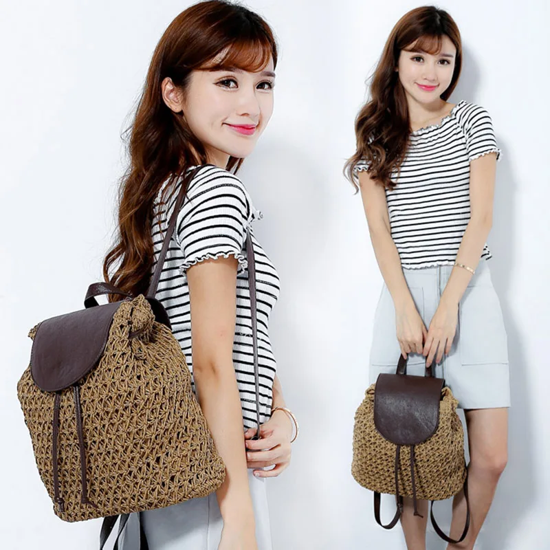 

WILIAMGANU Large Backpack Women Summe Travel Beach Women Bags Casual Straw High Quality Female Capacity Woven Designer Backpack