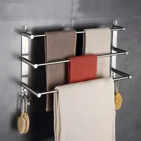 COOANHO Bathroom Towel Bar Stainless Steel Bathroom 3-Layer Ladder Towel Rack Wall-Mounted Towel Rack, Brushed Nickel,