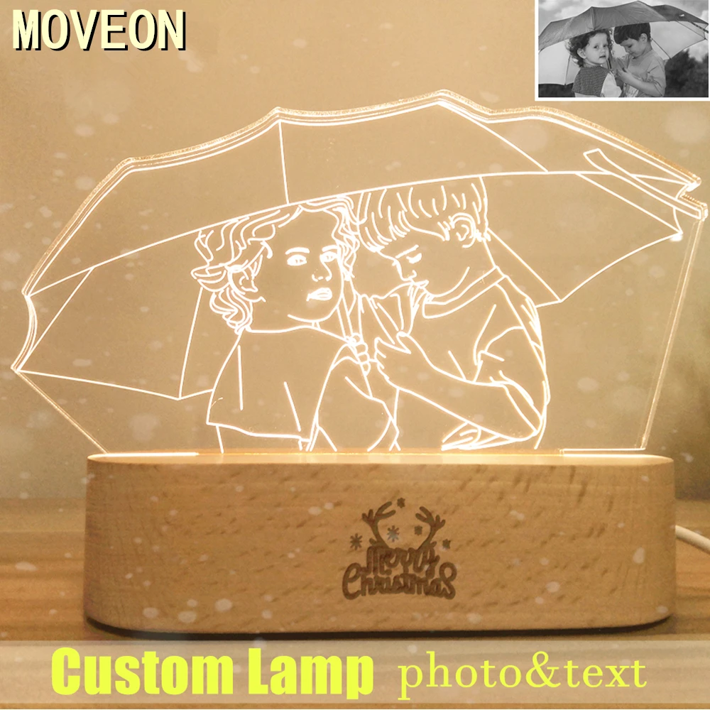 Персонализированная фотография 3D лампа ночник фото и текст под заказ USB для детей