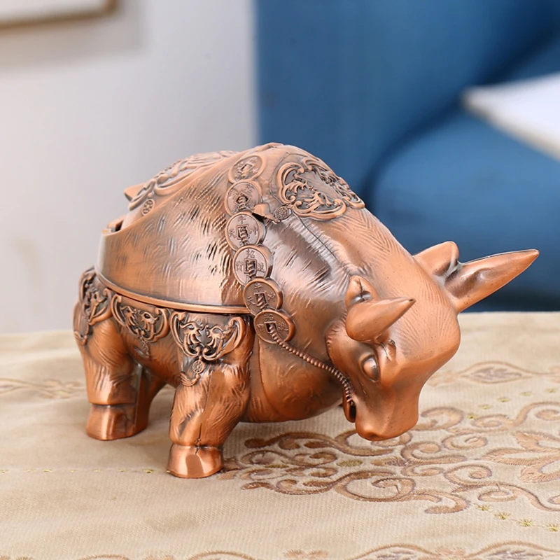 

New Modern Large Ashtray Funny Animal Exquisite Sculptures Creative Metal Ashtray Retro Living Room Decor Two Colors Drop Ship