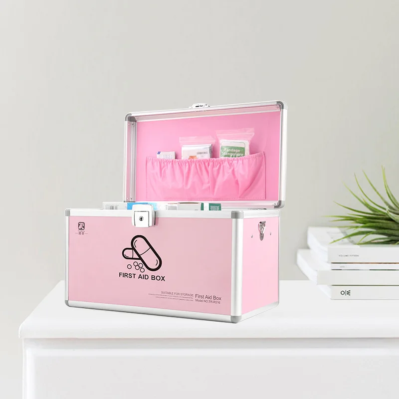 

Double-layer Household Medicine Box Aluminum Alloy Outdoor Camping First Aid Kit Cosmetics Medicine Tools Storage Box Organizer