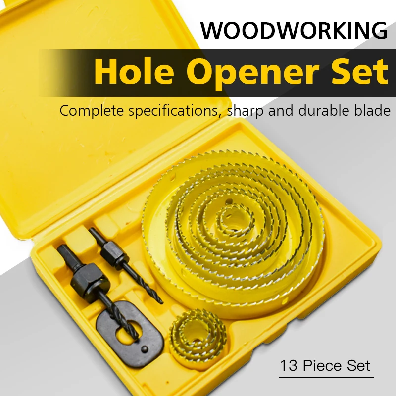 

5 8 13 pcs Woodworking Hole Saw Cutting Set Kit Drilling Tool Wood Metal Cutter 19-127mm Mandrels Saws Core Drill Bits