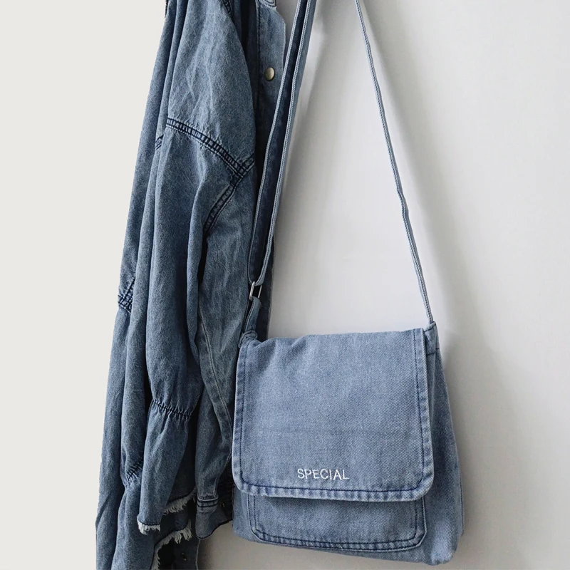 

2021 New Denim Female Crossbody Fashionable Fashion Versatile Messenger Bag Single Shoulder Messenger Bag For College Students