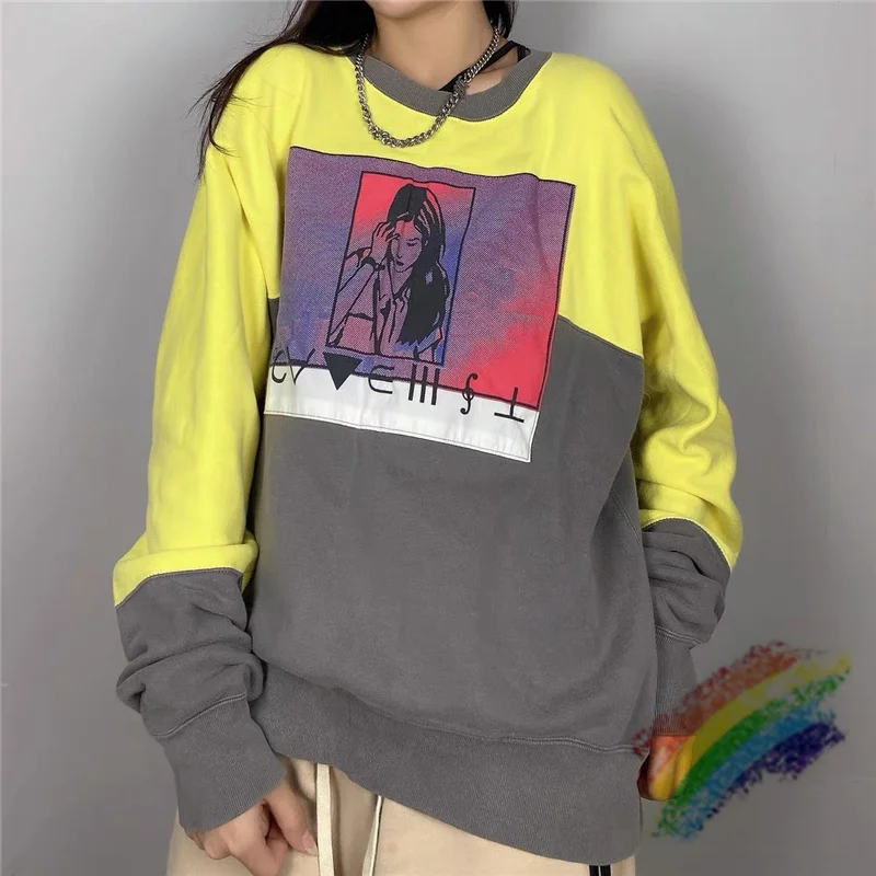 

Лоскутные толстовки CAVEMPT C.E с круглым вырезом, с круглым вырезом, для мужчин и женщин, 1:1, лучшее качество, модные толстовки с капюшоном Cav Empt