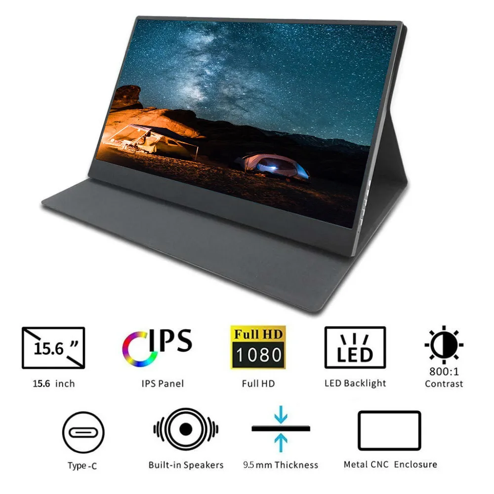 Новый 15 6 дюймовый портативный монитор с ЧПУ HD Тонкий игровой Дисплей 1920x1080 для