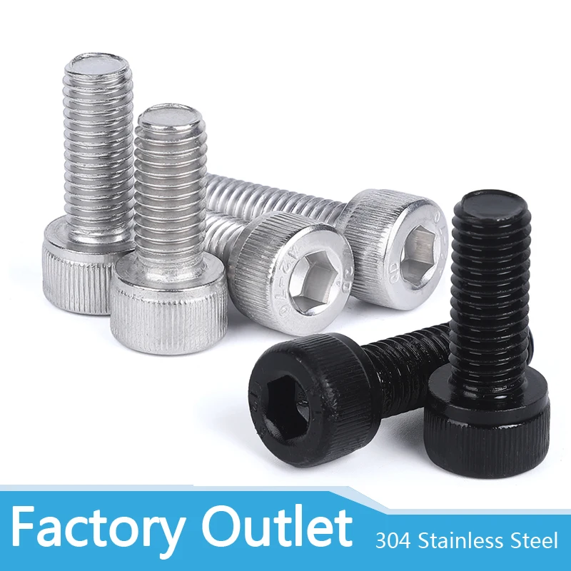 

10pcs M3 M4 M5 M6 M8 304 Stainless Steel Black grade 12.9 steel DIN912 Hexagon Hex Socket Head Cap Allen Bolt Screw L=4-150mm