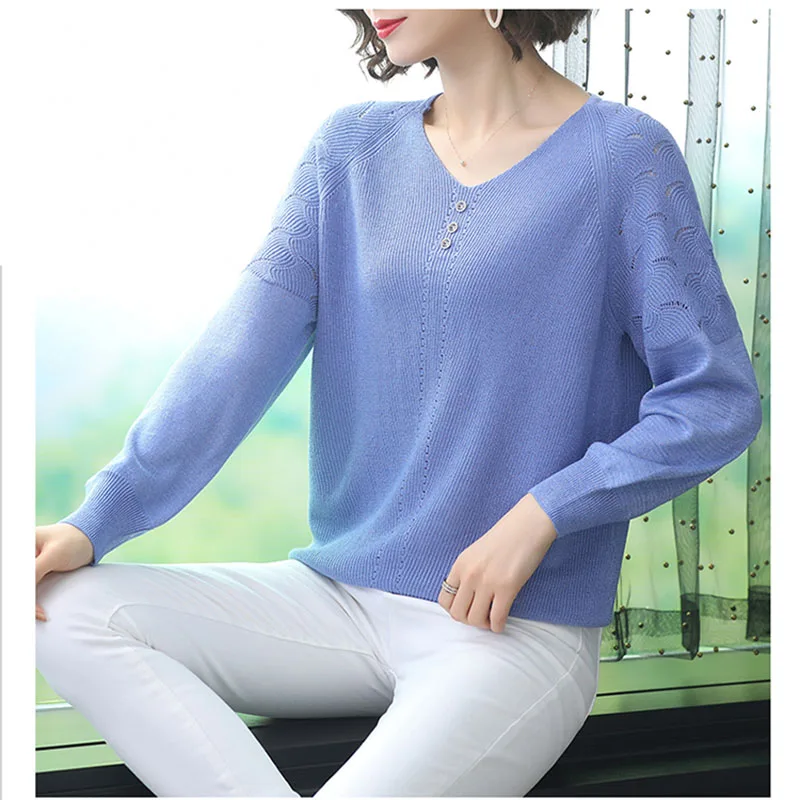 

2020 Spring Knitted Pullover Sweater Women Casual Pull Jumper Long Sleeve Korea Thin Tops