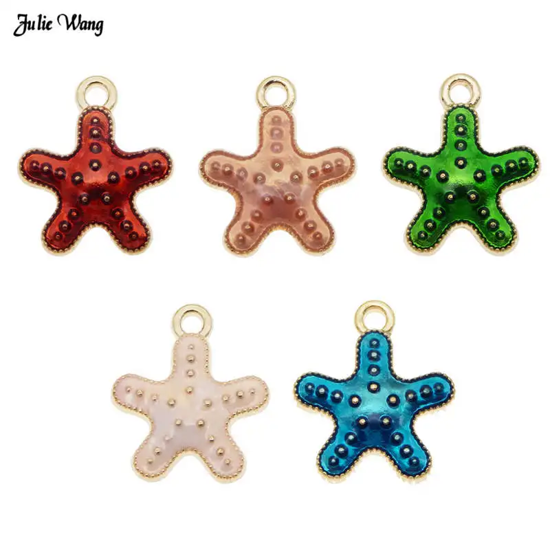 10 шт. эмаль морская звезда подвески золотой тон сплав кулон для женщин ожерелье