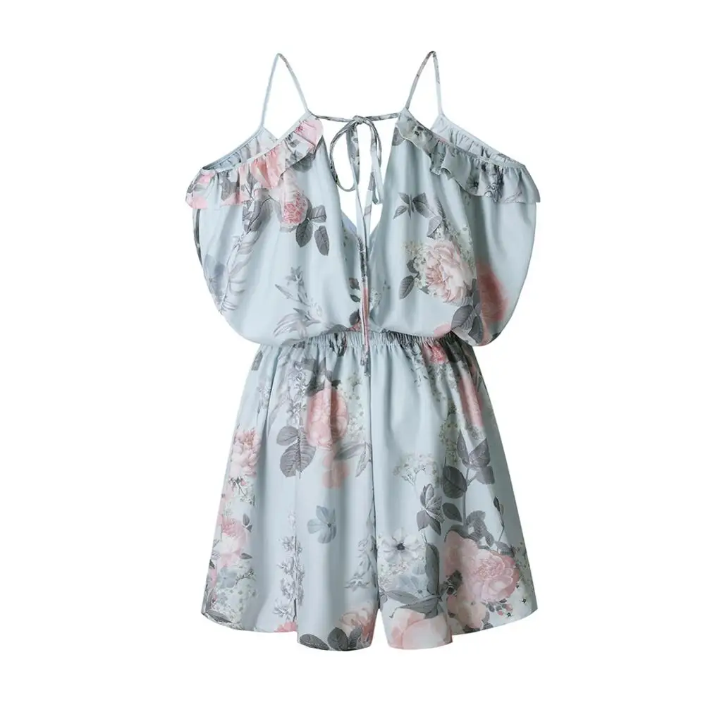 Женский пикантный комбинезон без бретелек с коротким рукавом и глубоким V