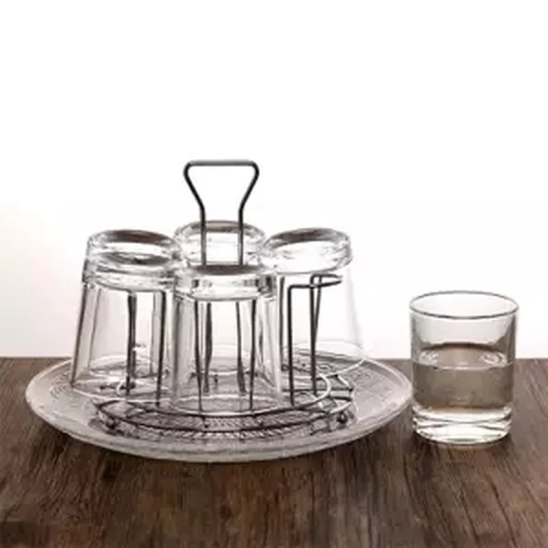 Стеклянная чашка домашний набор 6 шт. в упаковке с подносом подстаканником