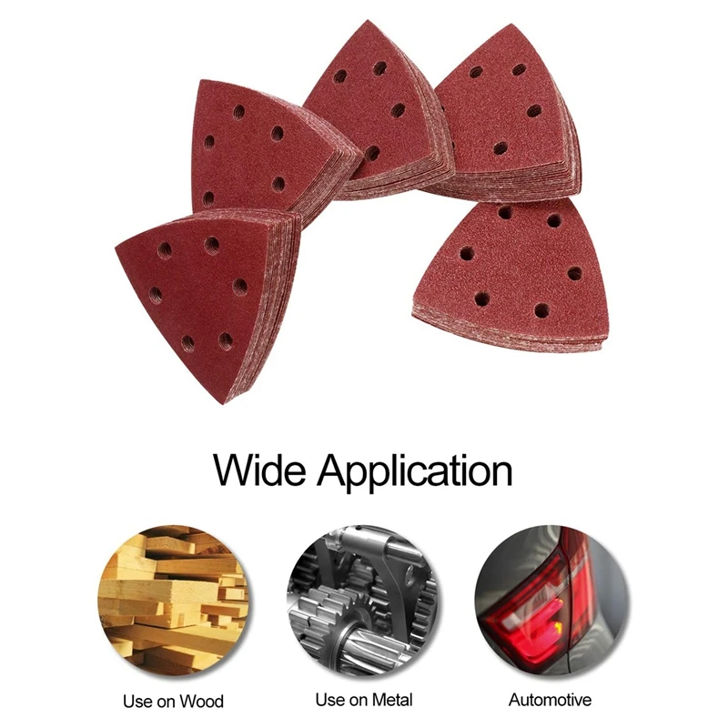 

Triangular Sandpaper 60/80 /100/120 /240 Grits Hook & Loop Multitool Sandpaper Sanding Pad Pack of 100