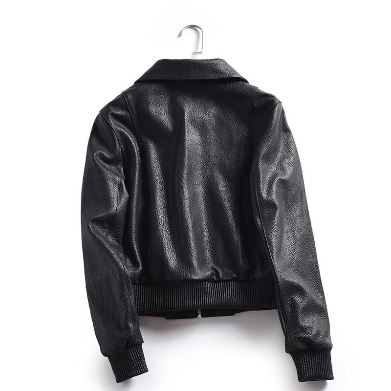 Женская кожаная куртка из 2020 натуральной овечьей кожи Корейская бомбер женская