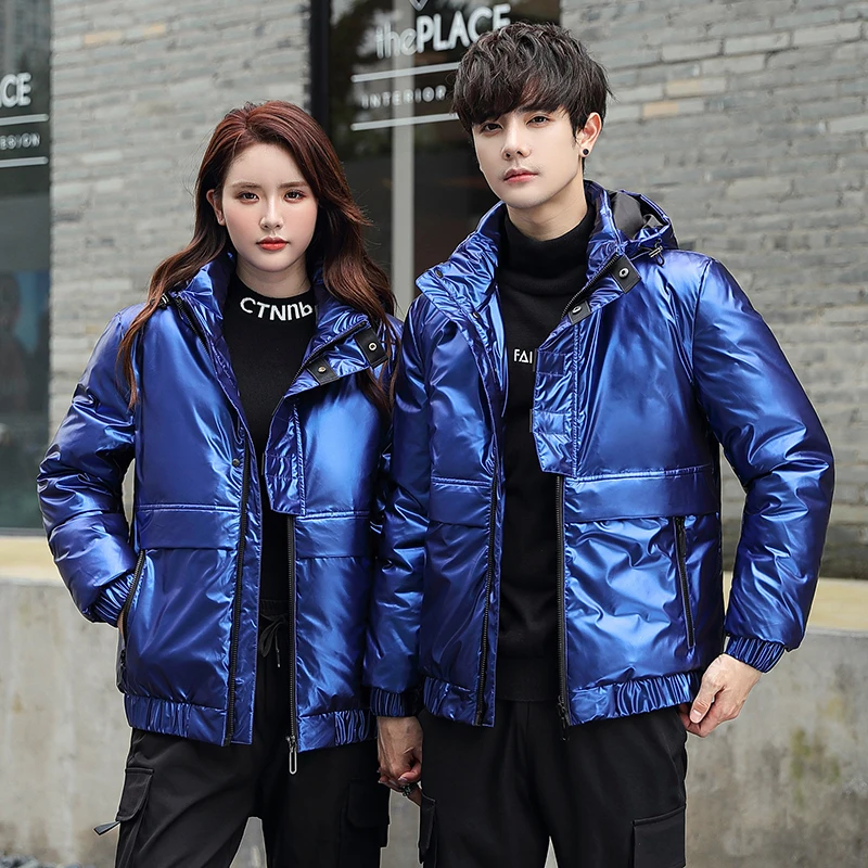 Men's Winter White Duck Down Jackets Casual Parkas Outerwear Top Autumn Thick Warm Shiny Hooded Puffer Coats Waterproof Clothing
