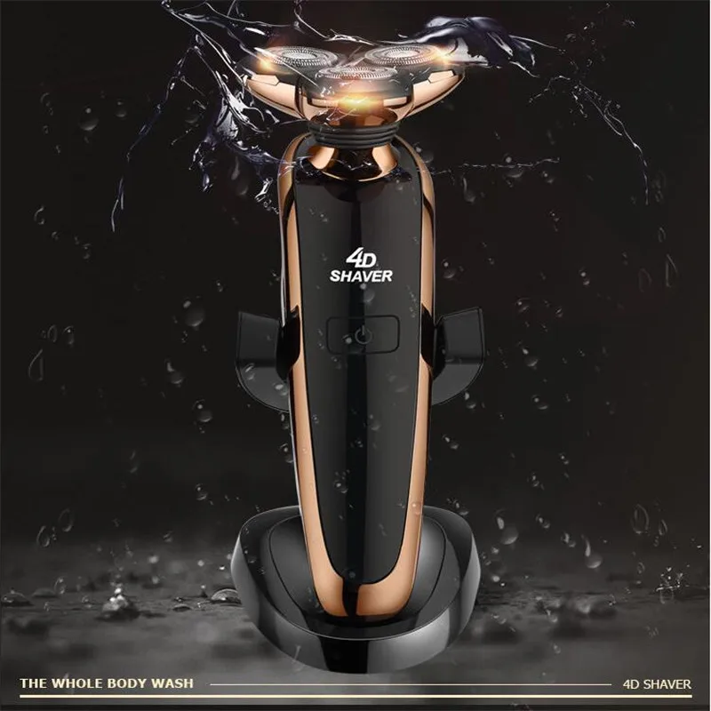 Моющаяся электрическая 3D бритва для бороды плавающая вращающаяся мужская машина