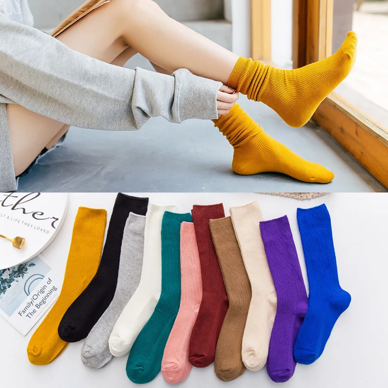 2019 носки женские весенние Новые Япония и Южная Корея серии сплошной цвет дикие