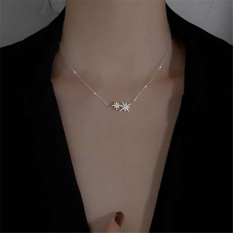 

Ожерелье женское из серебра 925 пробы, звезда, шарм, подвески пробы