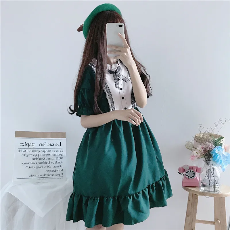 

Lolita dress Sweet College School Cute Girls Lolita Maid clothes Lolita Anime Cosplay Costume For Women Tea dress Cocktail dress