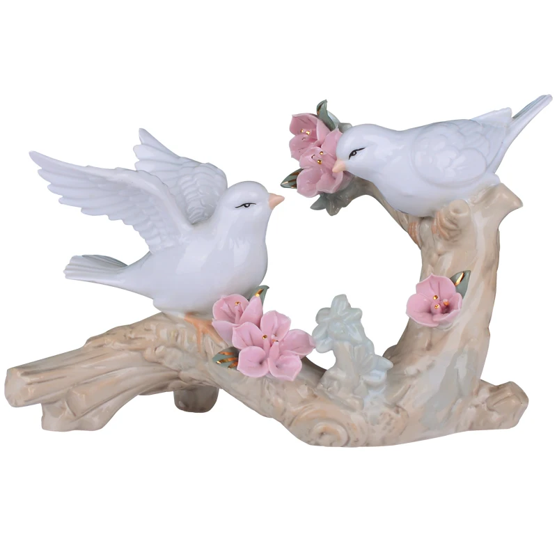 

Ceramic Flower Bird Figurines Home Decor Peace Dove Bird Ornament Crafts Decoration Porcelain Animal Figurine Home Decor