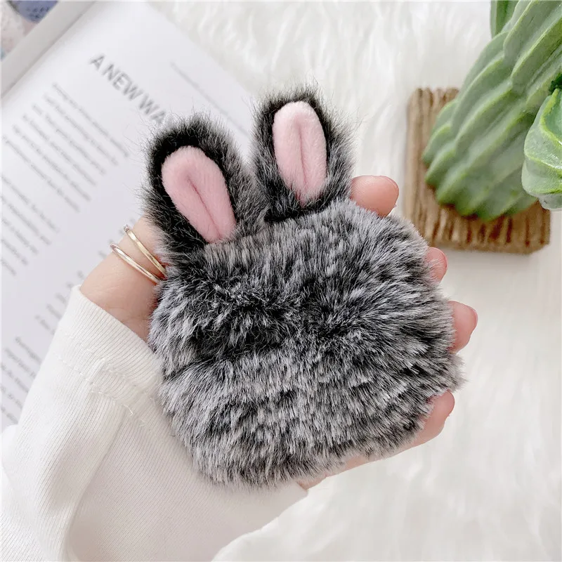 Silicone Fluffy Rabbit Ears Airpods Case - Cute Cartoon Earphone Cover for Airpods Pro/2/1 image 2