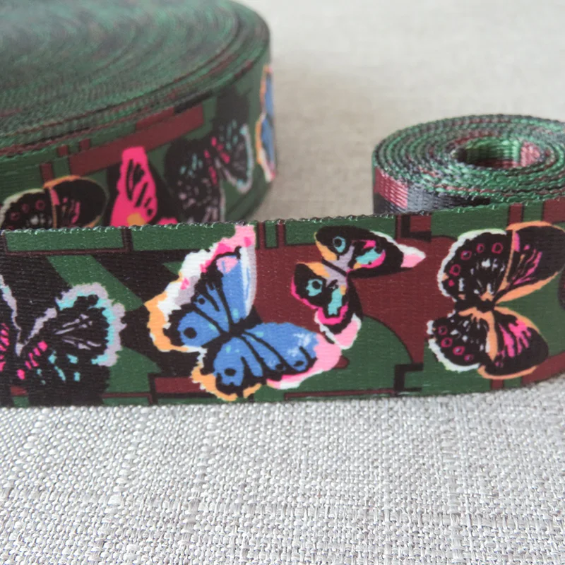 

50 yards 38mm butterfly printed webbing ribbon bag strap tape dog pet collar leash harness decoration belt garment DIY accessory