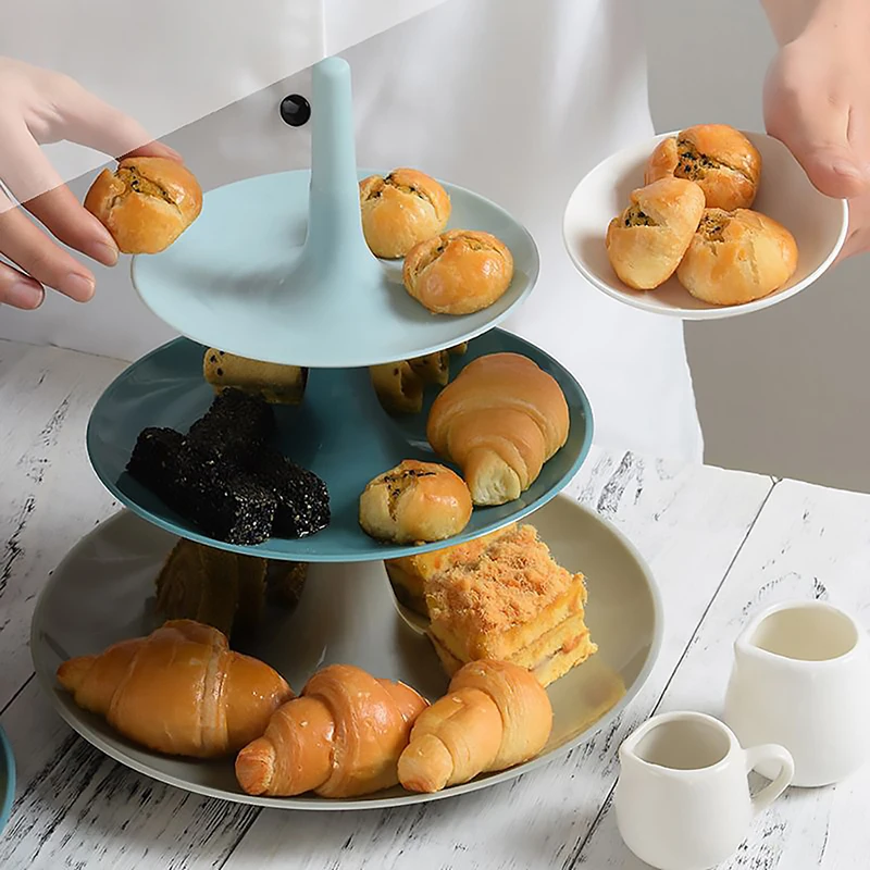 

3 Layers Detachable Fruit Plate Multifunction Round Cake Pastry Stand Kitchen Vegetable Storage Trays European Wedding Decor