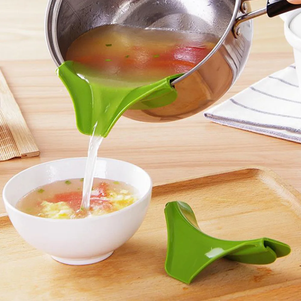 

1PC Silicone Liquid Funnel Pots And Pans Rim Deflector Fluid director Anti-spill Drain Spout Slip On Mess Tool Kitchen Supplies