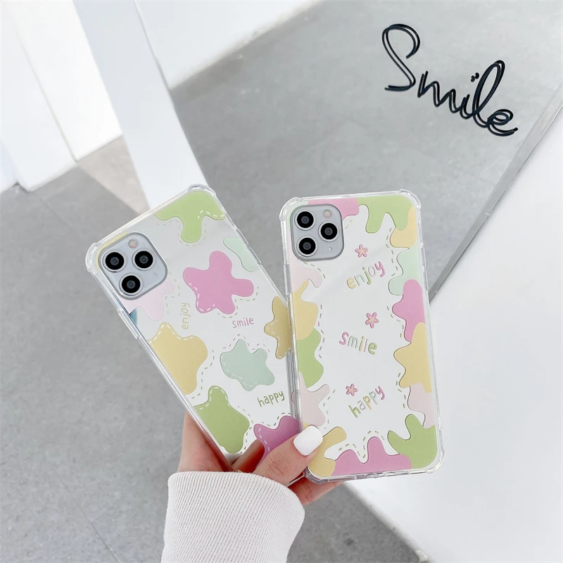 

Graffiti Flowers TPU silicone case For iPhone 11 12 Pro SE 6 7 8 Plus x xs max Four corners drop resistance Shockproof Cover