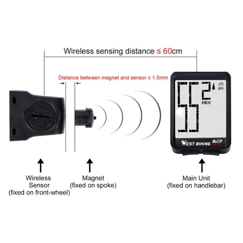 

Bike Computer Multifunction LED Digital Rate MTB Bicycle Speedometer Wireless Cycling Odometer Computer Stopwatch