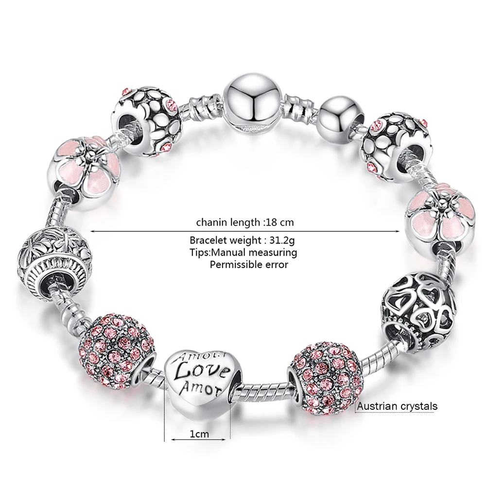 jinzeyi European and American women's bracelets fashion letter love-heart bracelet DIY handmade beaded bangles jewelry direct