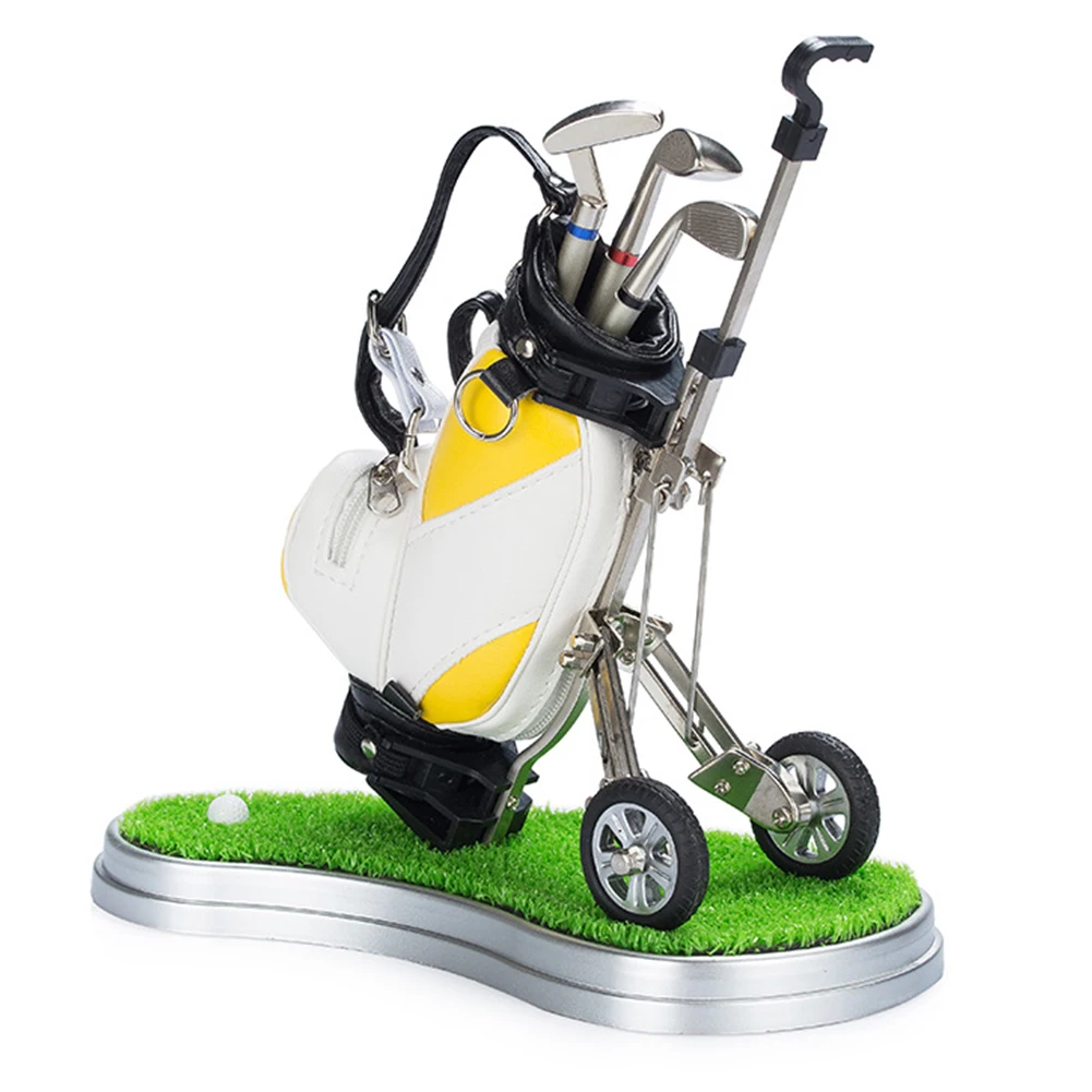 

Office Birthday Gift Souvenirs Golf Pen Set Clubs With Holder Desk Decoration Sign Coworker Stationery Lawn Base Christmas