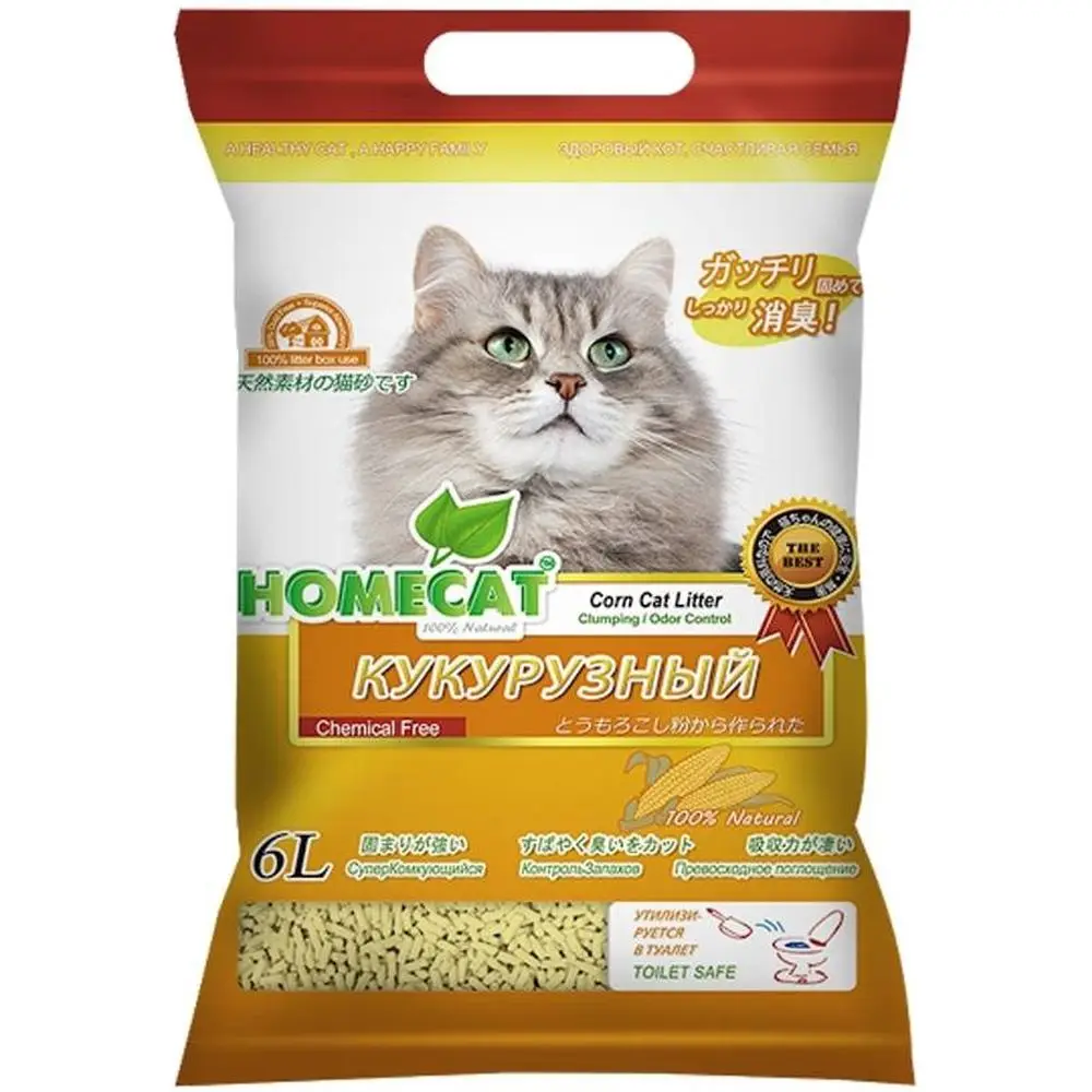 HOMECAT Эколайн кукурузный комкующийся наполнитель 3 кг | Дом и сад