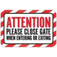 metal tin sign attention please close gate when entering or exiting