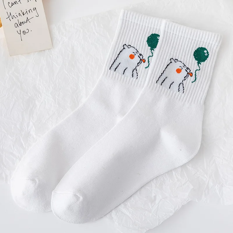 New product white bear Socks women's Kawaii jacquard breathable cotton sports Women's socks fashion cute cartoon Maiden Socks