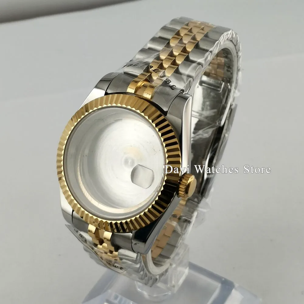 39 мм Bliger сапфировое стекло посеребренный позолоченный чехол для часов стальной
