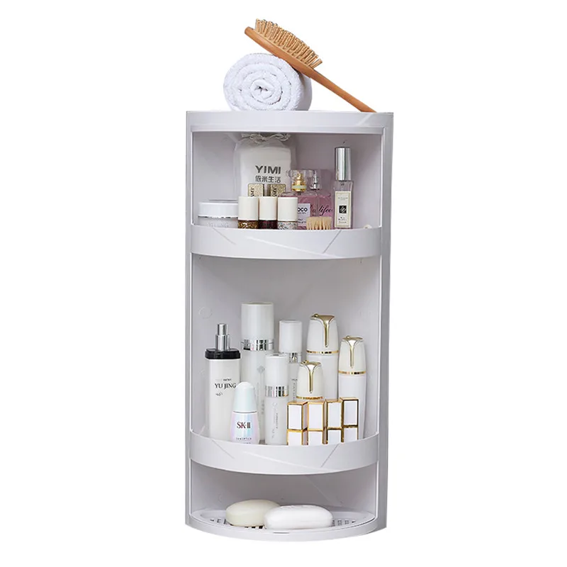 Rotatable bathroom shelf Plastic Storage Rack kitchen punch-free suction wall large storage Box Free Punching Bathroom Accessor | Дом и сад